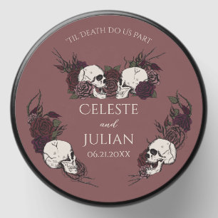 Floral Til Death Dark Mauve Pink Wedding Mini Candle Favors