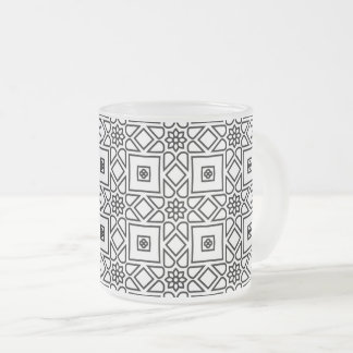Floral Tile Geometric Pattern Coffee Frosted Glass Coffee Mug