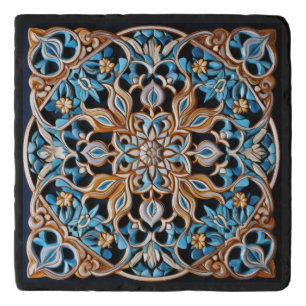 Floral Tile Pattern Faux Ceramic Trivet