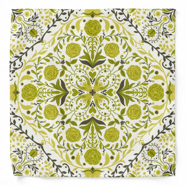Floral tiles in green bandana (Front)