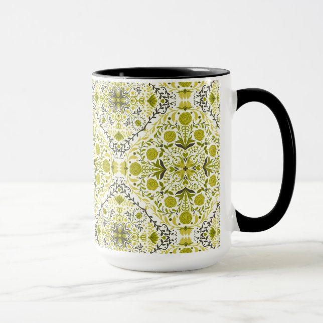 Floral tiles in green mug (Right)