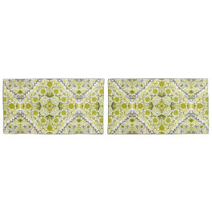 Floral tiles in green pillow case