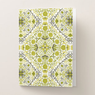 Floral tiles in green pocket folder