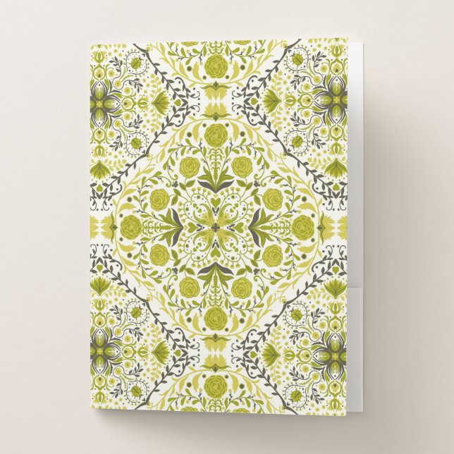 Floral tiles in green pocket folder (Front)