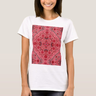Floral tiles in red and watermelon pink T-Shirt