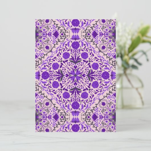 Floral tiles in violet and cotton candy pink (Standing Front)