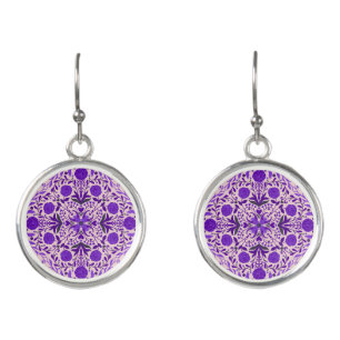 Floral tiles in violet and cotton candy pink earrings