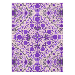 Floral tiles in violet and cotton candy pink tablecloth