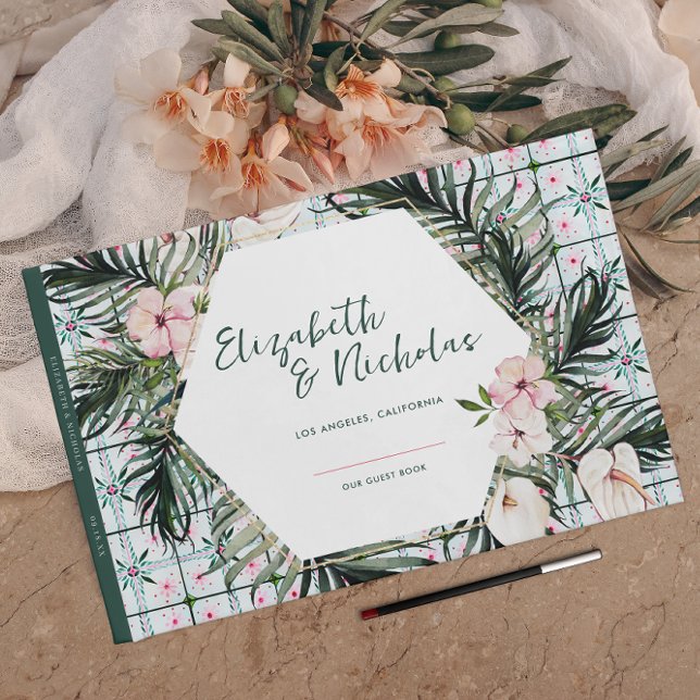 Floral Tiles | Moroccan Tropical Wedding Guest Book (Creator Uploaded)