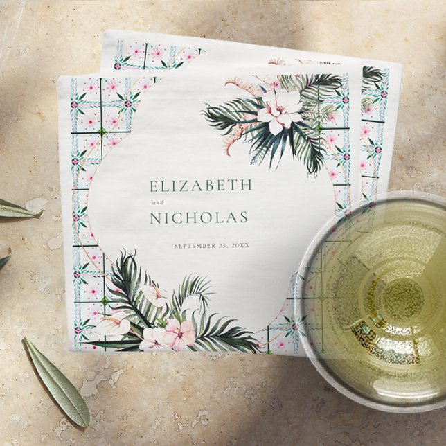 Floral Tiles | Moroccan Tropical Wedding Napkins (Creator Uploaded)