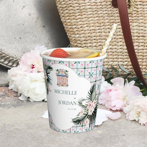 Floral Tiles  Moroccan Tropical Wedding Paper Cups