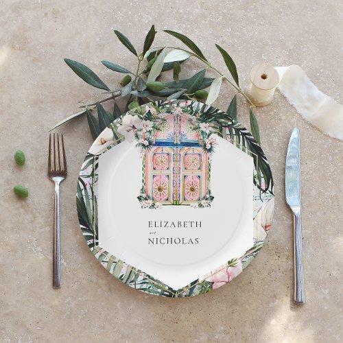 Floral Tiles  Moroccan Tropical Wedding Paper Plates