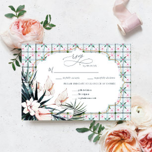 Floral Tiles Moroccan Tropical Wedding RSVP