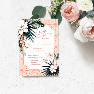 Floral Tiles Moroccan Tropical Wedding RSVP