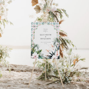 Floral Tiles   Moroccan Tropical Wedding Welcome Foam Board