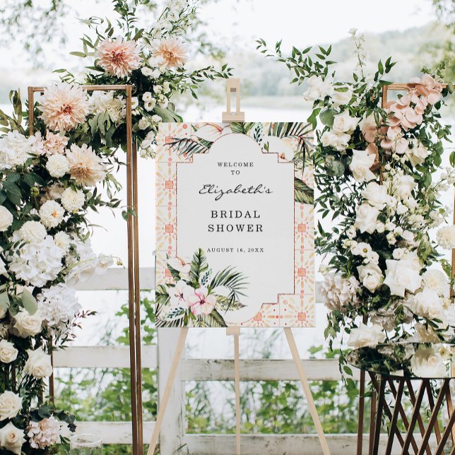 Floral Tiles | Tropical Bridal Shower Welcome Foam Board (Creator Uploaded)