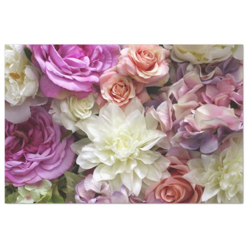 Floral tissue paper with dahlia and roses