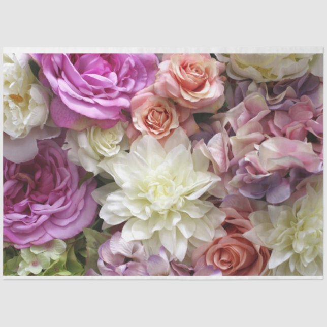 Floral tissue paper with dahlia and roses (Front)