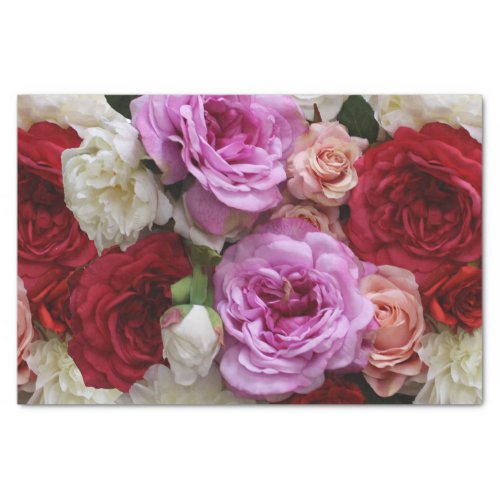 Floral tissue paper with roses and peonies
