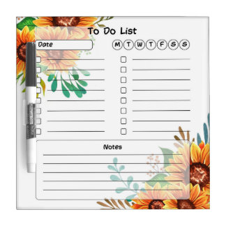 Floral To Do List Dry Erase Board