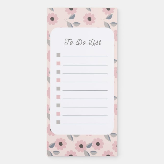 Floral to do list magnetic notepad (Front)