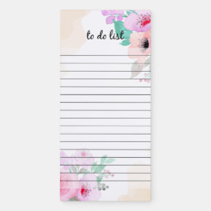 Floral to do list magnetic notepad