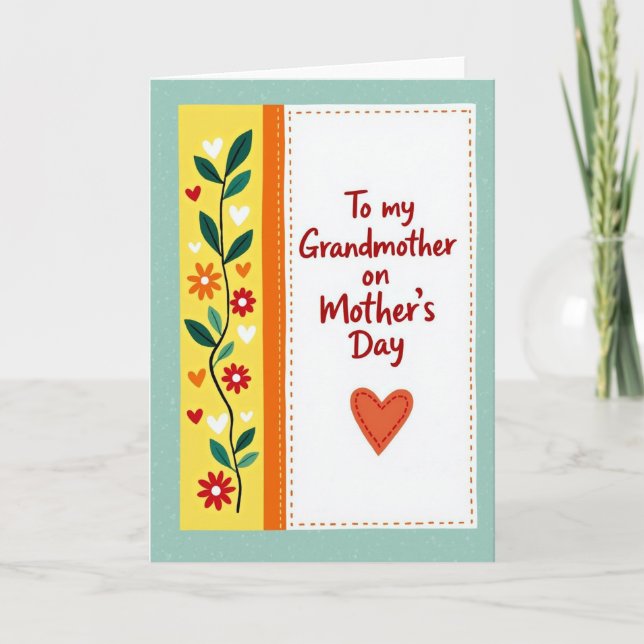 Floral To My Grandmother Card (Front)