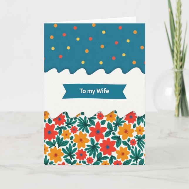 Floral To Wife Mothers Day Card (Front)