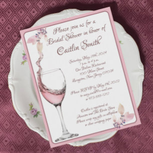 "Floral Toast" 5x7 Dusty Rose Bridal Shower Invitation