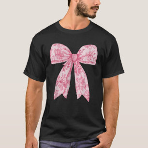 Floral Toile De Jouy Pink Coquette Bow Flower Chin T-Shirt