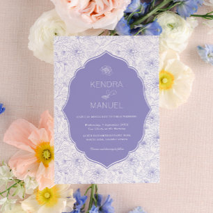 Floral Toile Fancy Lilac Purple Wedding Invitation