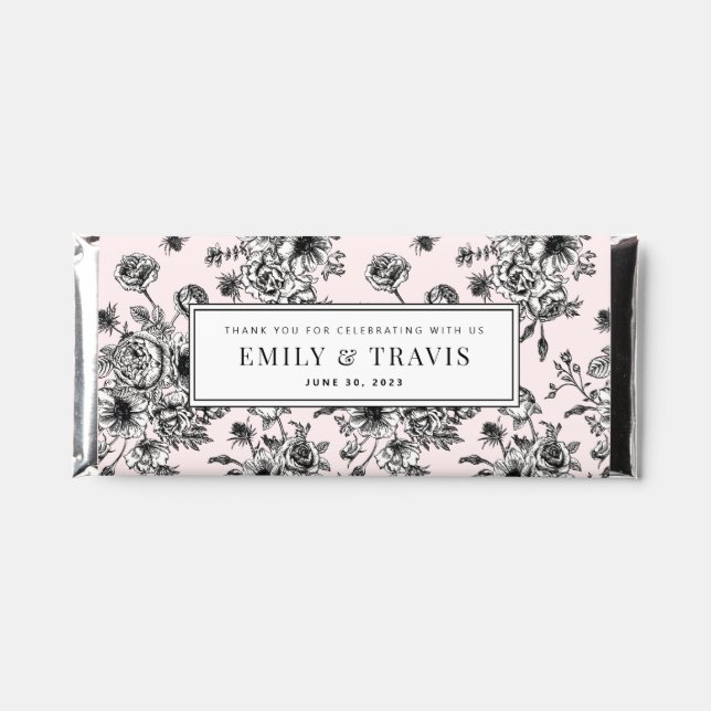 Floral Toile Print Chocolate Bar Favor (Front)