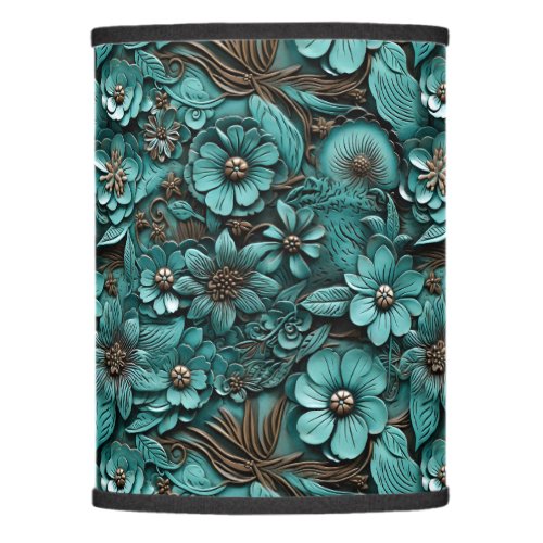 Floral Tooled Leather Lamp Shade