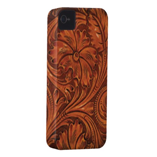 floral tooled leather style iphone Case-Mate iPhone case (Back/Right)
