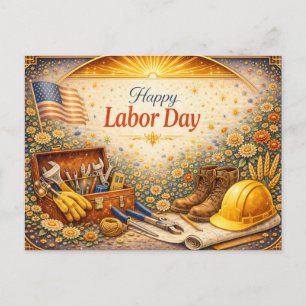 Floral Tools Happy Labor Day Holiday Postcard