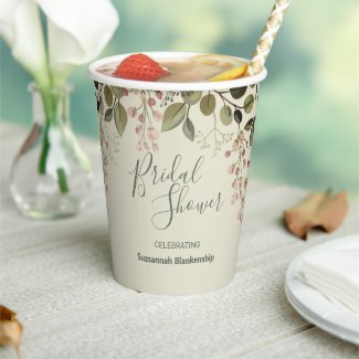 Floral Top Border Bridal Shower Template Paper Cup