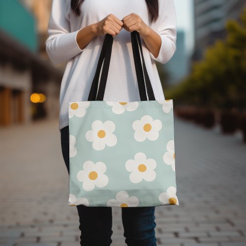 Floral Tote Bag Cute Daisies Pattern Tote