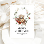 Floral traditio Elegant Watercolor Merry Christmas Holiday Card<br><div class="desc">Winter Wonderla Elegant Watercolor Merry Christmas Holiday Card</div>