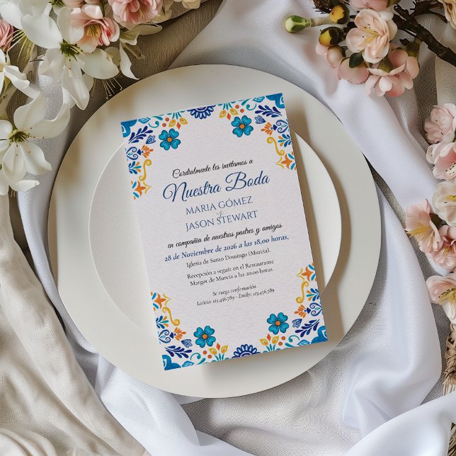 Floral Traditional Botanical Boda Spanish Wedding Invitation (Floral Traditional Botanical Boda Spanish Wedding Invitation)