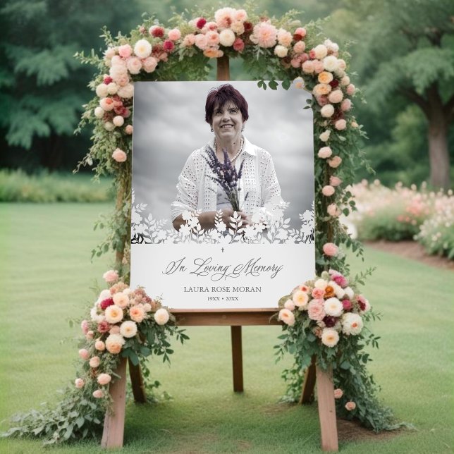 Floral Traditional & Elegant Grey Photo Funeral Foam Board (Floral Traditional & Elegant Grey Photo Funeral Foam Board.)