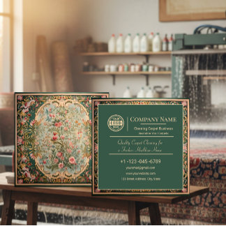 Floral Traditional Oriental Carpet Cleaning  Square Business Card