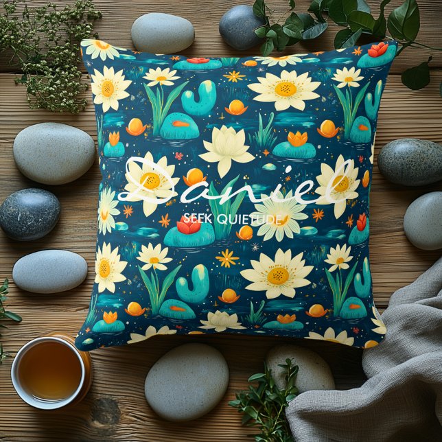 Floral Tranquility Pillow – Customizable Name (Creator Uploaded)