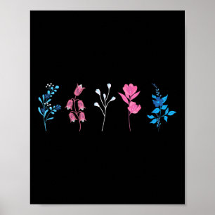 Floral Transgender Pride, Lgbtq Trans Flag Flower, Poster