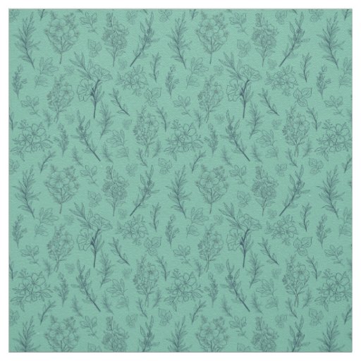 Floral Transparant Green Background Fabric