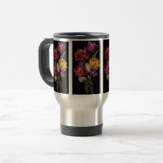 Floral Travel Coffee Mug – Elegant Vintage Flower