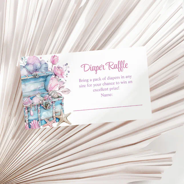 Treasure Chest Raffle Floral Treasure Chest Underwater Diaper Raffle Enclosure Card | Zazzle