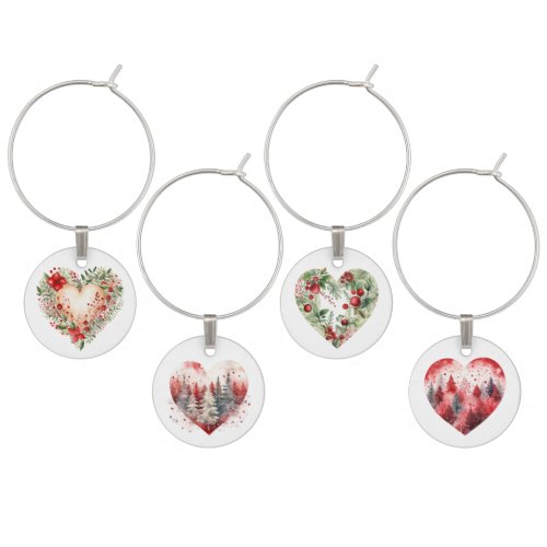 Floral Tree Hearts Assorted Wine Charms Tags