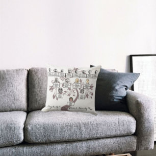 Floral Tree Plum Silhouette Family Tree Photos Throw Pillow