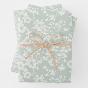 Floral Trellis - Muted Sage Wrapping Paper Sheets