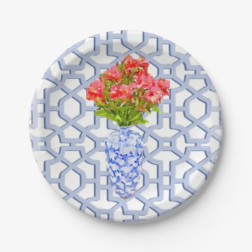 Floral Trellis Watercolor Paper Plate